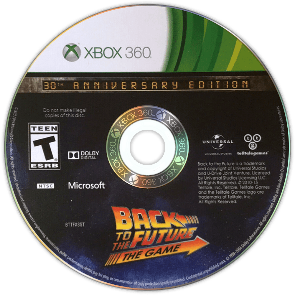 Back To The Future The Game back cover for Xbox 360